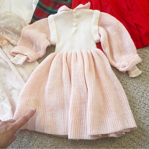 Vintage Girl Dress Lot Wedding Red Christmas Pink Handmade 7 pc Sz 18 mo 2 5 6 - Picture 3 of 16